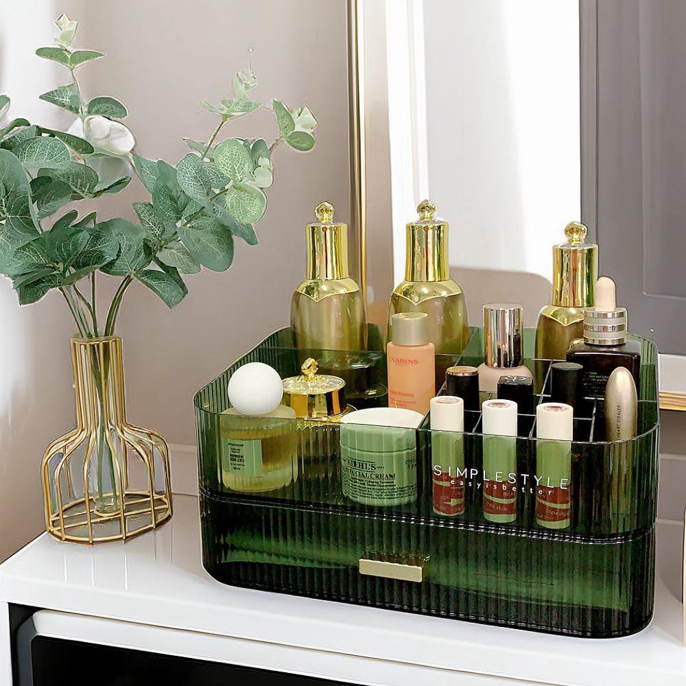 PLINJOY Makeup Organizer with Drawers Stackable Skincare Cosmetic Makeup organization for vanit Bathroom Desk Countertop