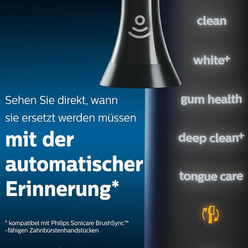 Philips Sonicare Replacement Brush Heads - Premium Plaque Defense, BrushSync Enabled, 4-Pack Black - HX9044/33