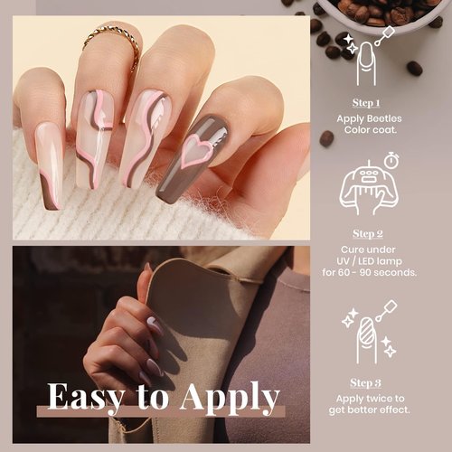 Beetles Brown Gel Nail Polish – 15ml Dark Brown Gel Polish, Soak Off Uv LED Nail Lamp Nail Art Manicure Gift for Women