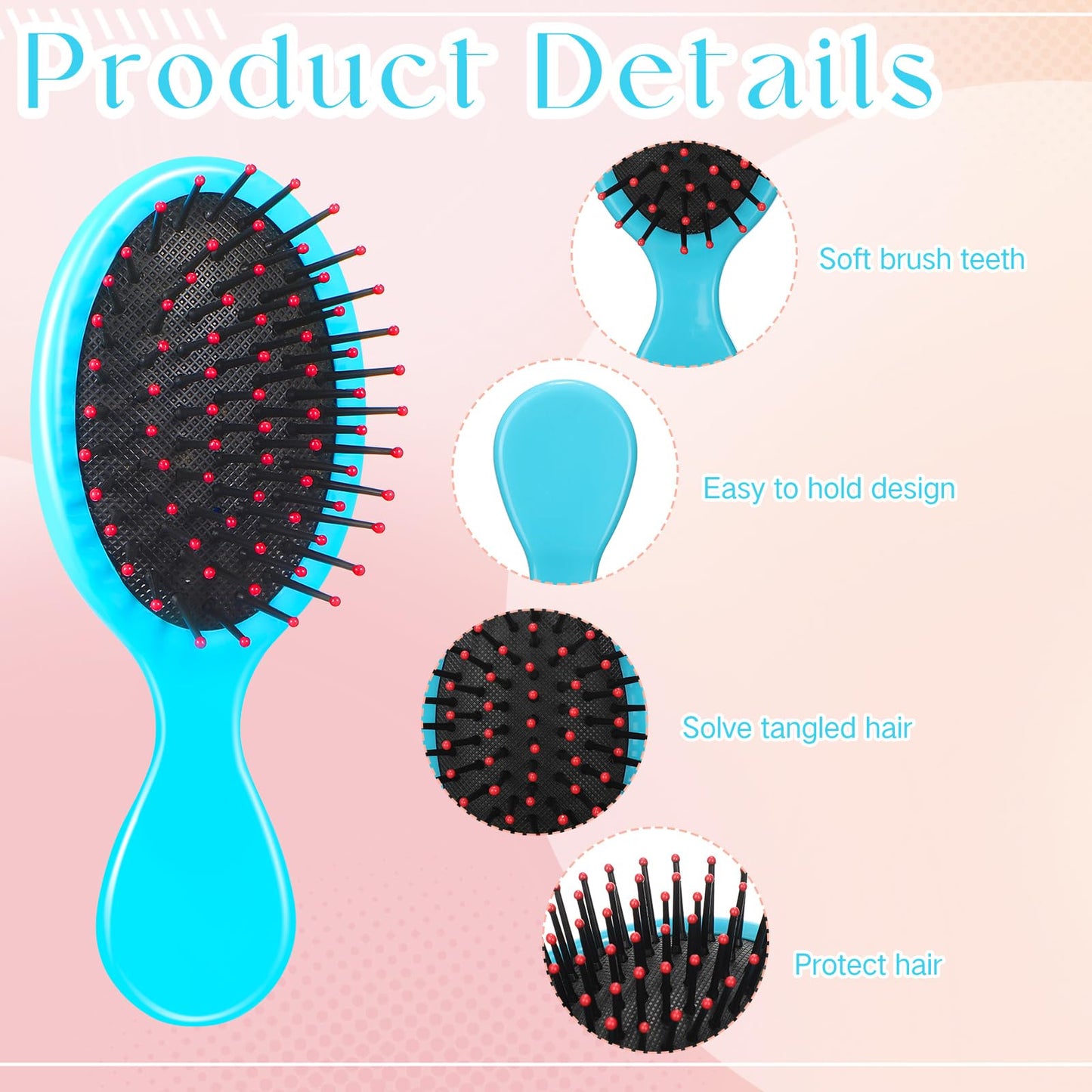 24 Pcs Mini Brush Hairbrush for Kids Girls Wet Little Travel Hairbrush Mini Hair Brush Detangling Soft Bristles Hair Brush for Most Hair Types Smoothing with Ease Knots (Blue)