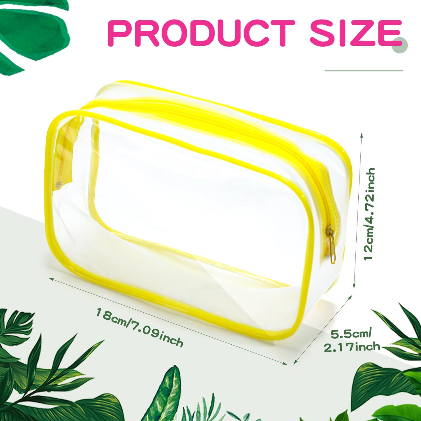 Weewooday 12 Pieces Clear Cosmetics Bag PVC Zippered Clear Toiletry Carry Pouch Cosmetic Makeup Bag Waterproof Makeup Vinyl Plastic Organizer Case for Vacation Bathroom(Bright Color,Medium)
