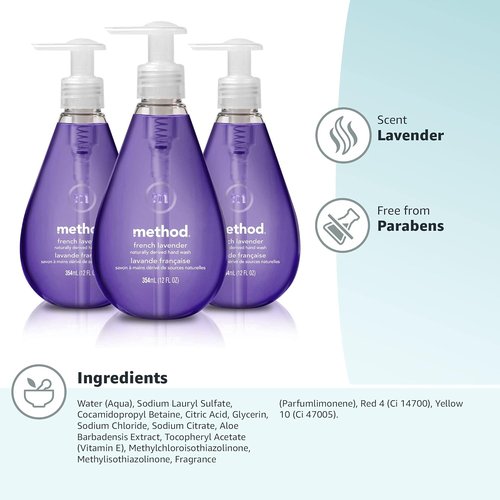 Method Gel Hand Wash - French Lavender Scent | 12 Fl Oz (Pack of 3)