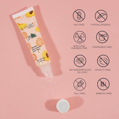 Bellapierre Cosmetics Peach Lip Mask - Hydrating Lip Plumping Mask with Hyaluronic Acid | Daily Moisturizer