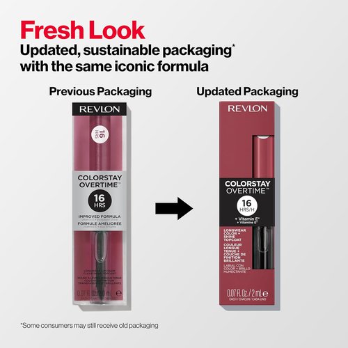 Revlon ColorStay Overtime Liquid Lipstick - Dual-Ended with Clear Gloss & Vitamin E, 350 Bare Maximum, 0.07 Fl Oz