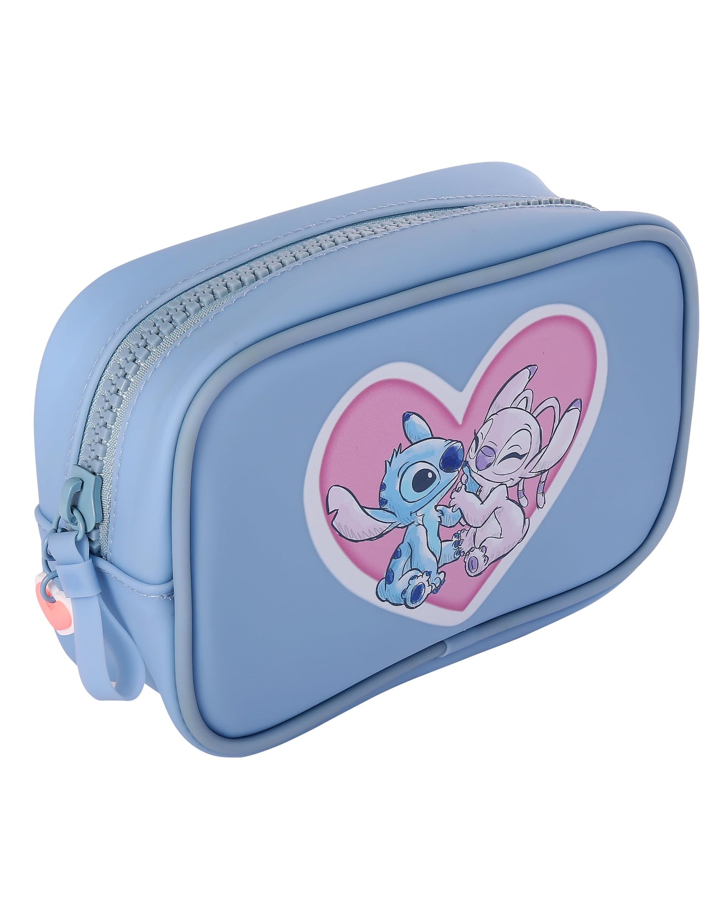 SALLY ROSE Angel and Stitch Cosmetic Bag Official License, Small Makeup Bag, Disney Accessories, Blue Make Up Bag for Traveling