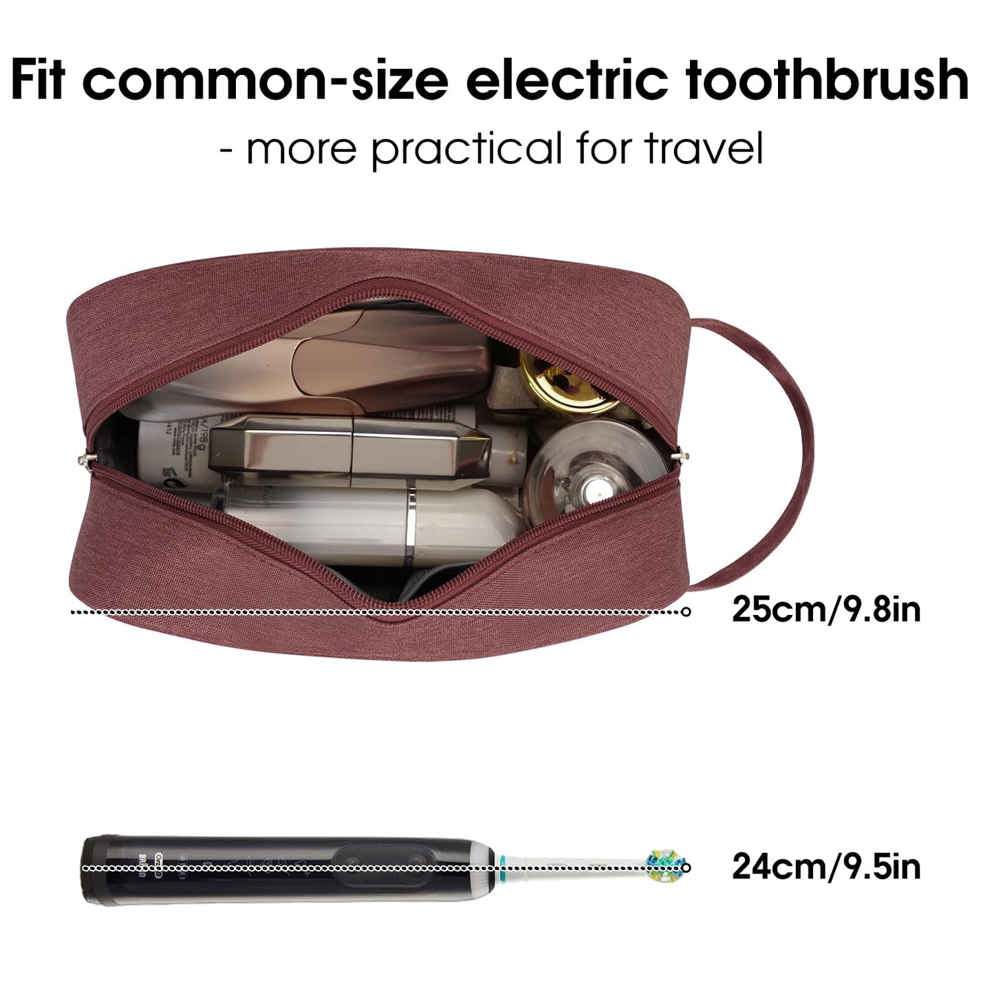 Narwey Travel Toiletry Bag for Women Traveling Dopp Kit Travel Bag for Toiletries Cosmetic Bag Makeup Bag Medicine Bag for Traveling (Jujube Red)