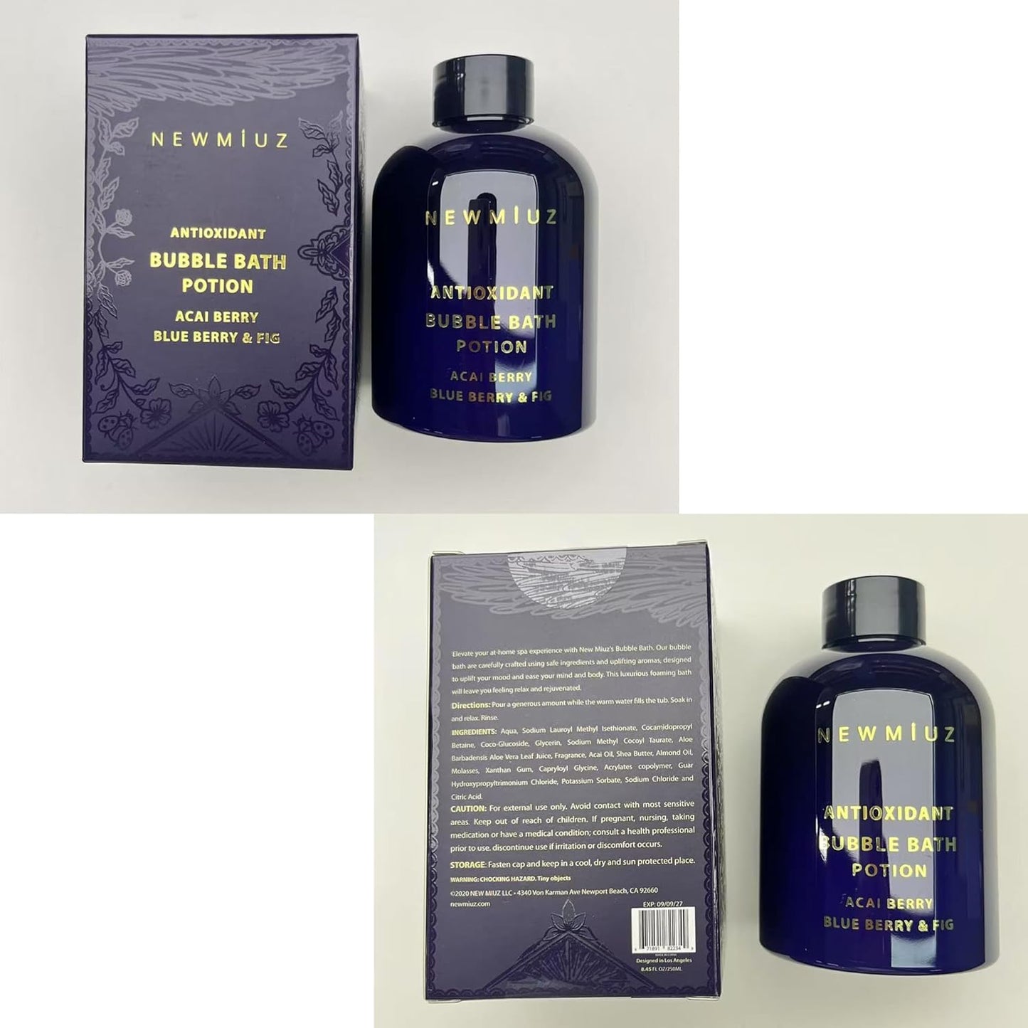 Skiennix Antioxidant Bubble Bath - Long-Lasting Foam with Acai Berry & Blueberry | Detox & Hydrate
