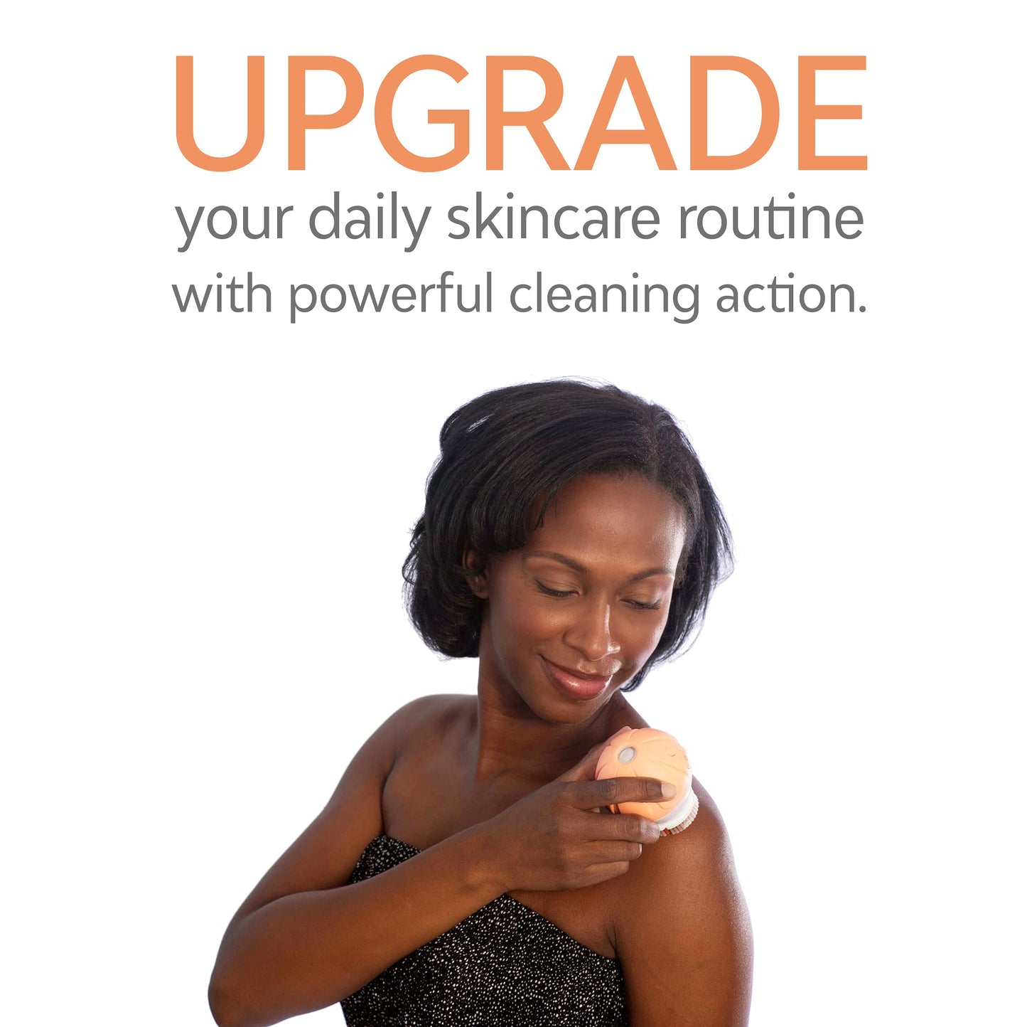 TAO Clean Ona Diamond Orbital Facial Brush and Cleansing Station, Electric Face Cleansing Brush with Ergonomic Handle, Dual Speed Settings, Orange