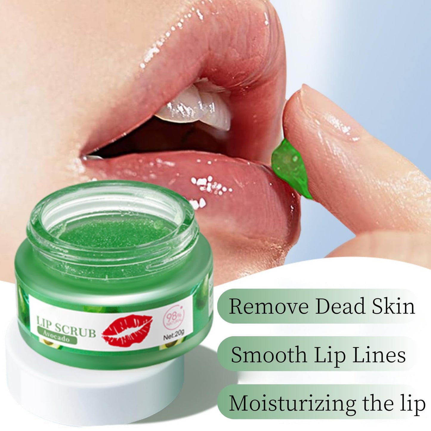 Lip Exfoliator & Lip Oil Set 2PCS - Avocado Lip Scrub & Lip Oil for Women - Hydrating Lip Moisturizer - Lip Scrubber Exfoliator - Lip Mask - Reduce Lip Lines Lip Products - Gifts for Teen Girls