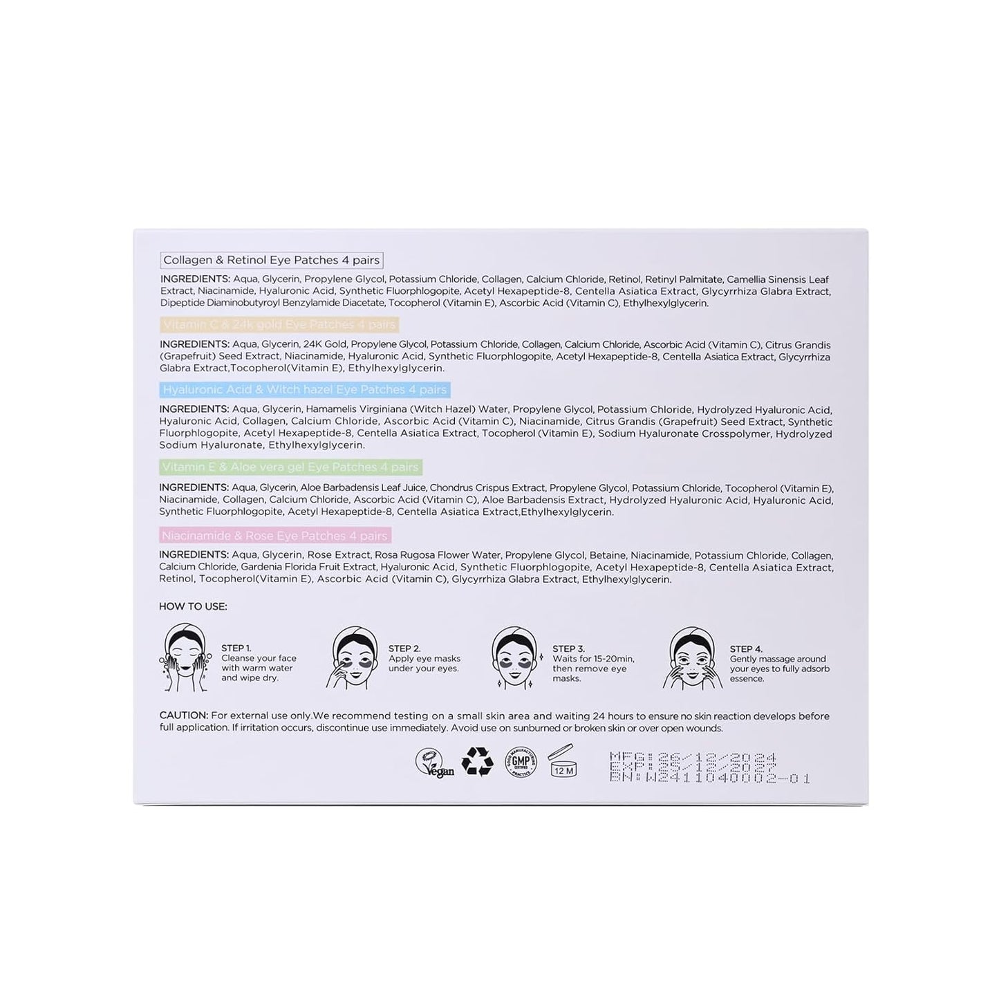 Yeokoe Under Eye Patches - Collagen & Retinol Eye Masks for Dark Circles | 20 Pairs of Spa-Quality Skincare