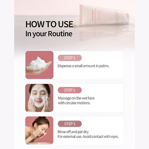 NearGarden Lotus Relief PHA Ampoule Cleansing Foam - Hyaluronic Acid Face Wash for All Skin Types (150ml)