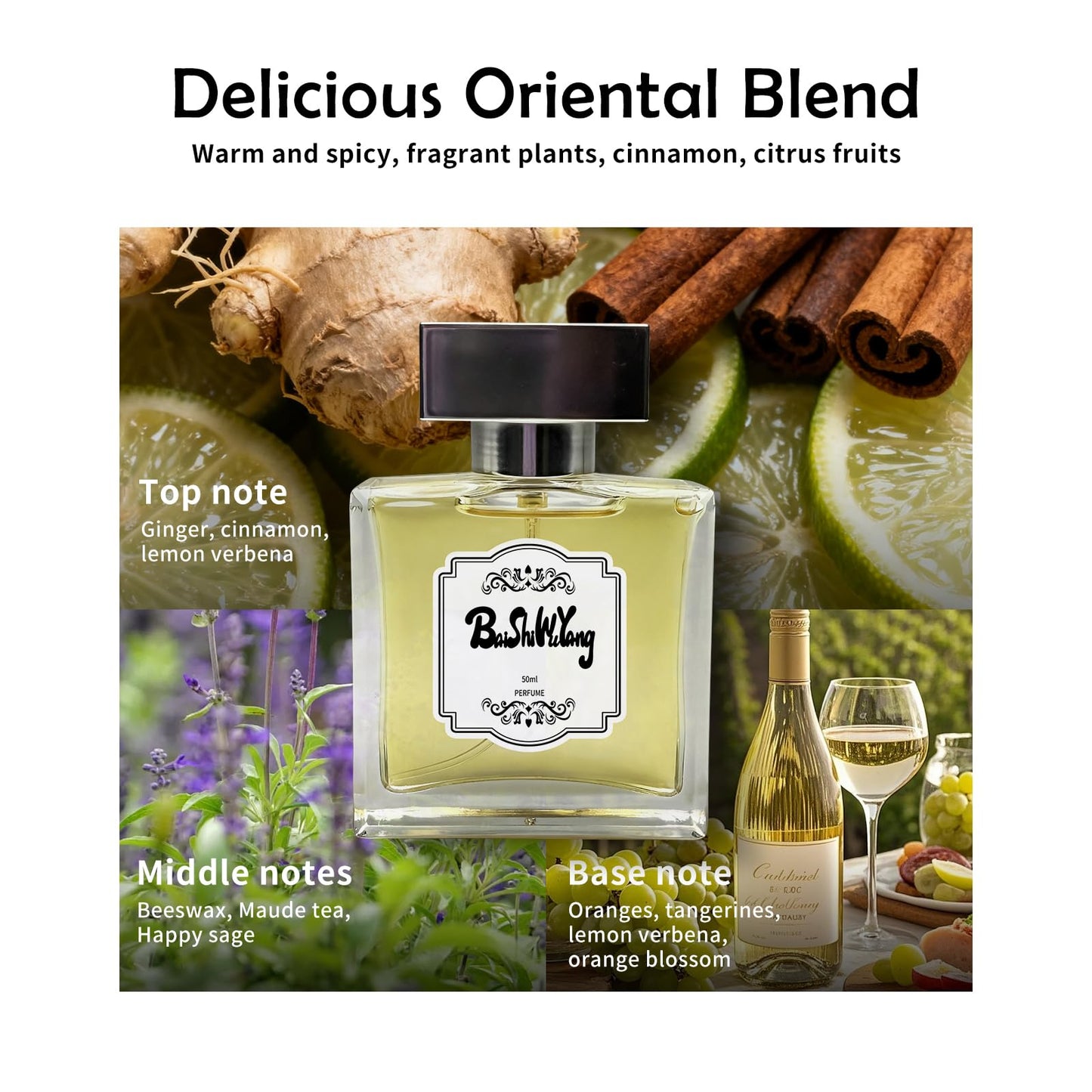 Unisex Perfume - Oriental Gourmet Eau de Parfum with Ginger, Cinnamon, Vanilla, Lemon & Beeswax - Long Lasting Fragrances for Women and Men, 50ml/1.69 fl oz