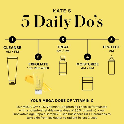 Kate Somerville Mega-C Vitamin C Brightening Facial Mask - Clinic-Grade Treatment for Even Skin Tone, 2 Fl Oz