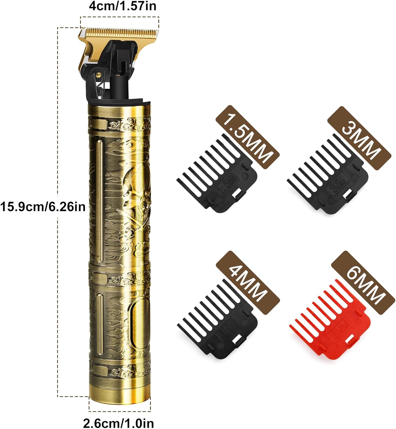 YOGINGO Professional Hair Trimmer for Men, Cordless Rechargeable Beard Trimmer Hair Clippers for Men, Metal Body Cutting Grooming Kit, Beard Shaver Barbershop, Bronze