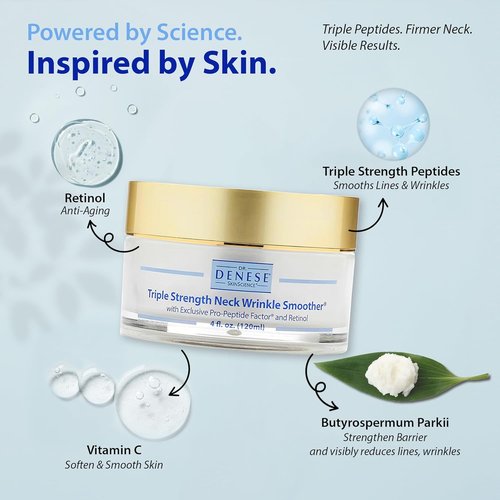 Dr. Denese Triple Strength Neck Wrinkle Smoother 4 oz | Firming Cream with Peptides & Retinol for Hydration