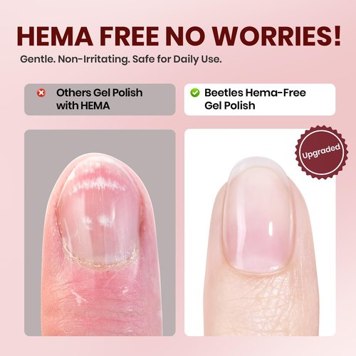 Beetles 22 Pcs HEMA-Free Gel Nail Polish Kit with U V Light - 6 Color Pink Nude Red Pearl White Gel Polish Set Ethereal Glow Gift-Ready Package DIY Salon Portable Manicure Kit Women Girls Teens Gifts