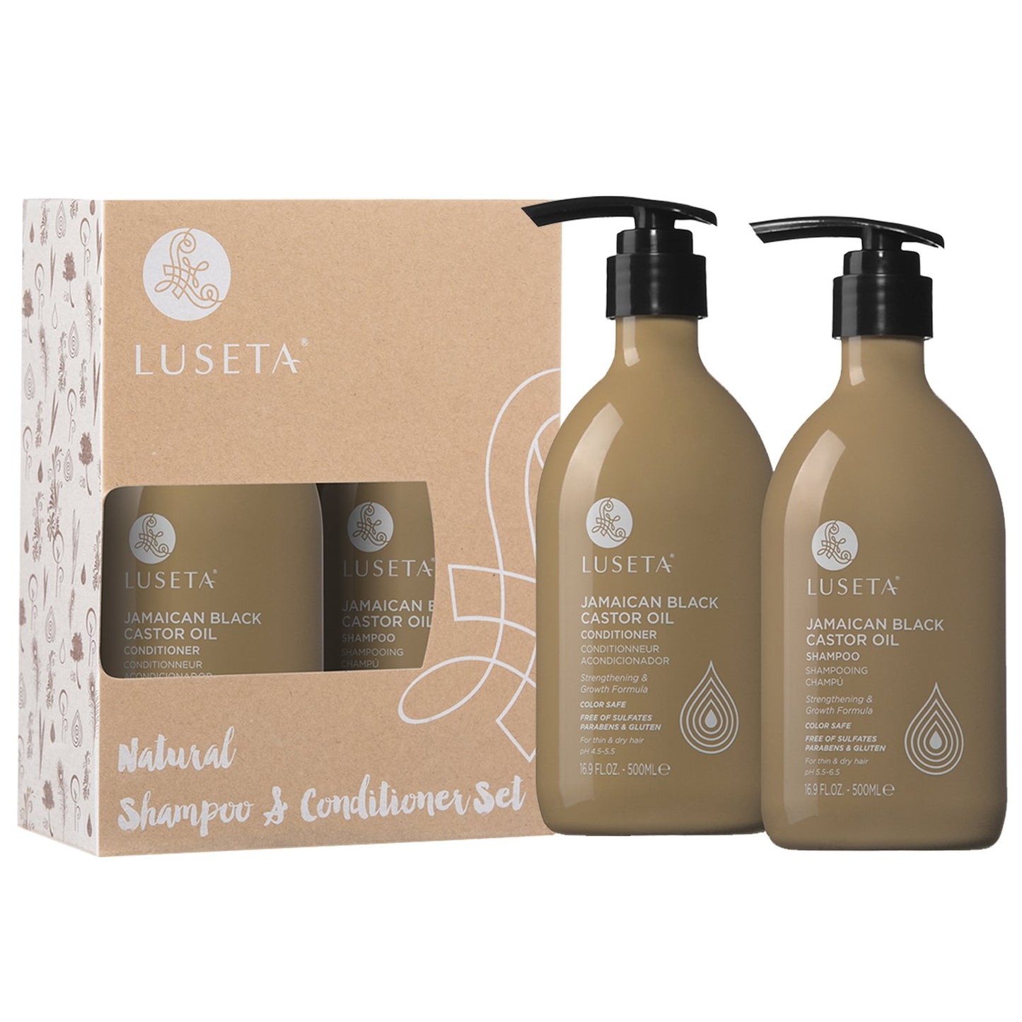 Luseta Hyaluronic Acid Moisturizing Shampoo & Conditioner Set for Dry and Damaged Hair, Sulfate Free Shampoo and Conditioner for Women Infused with Argan Oil and Shea Butter Paraben-Free2 x 16.9oz