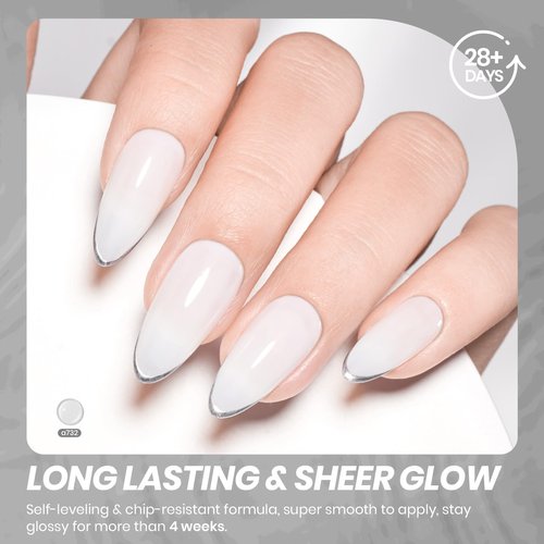 Beetles Milky White Gel Nail Polish - 15ml Neutral Jelly Nude Nail Polish Base Color Nail Concealer Sheer Translucent Effect Soak Off UV LED French Nail Art Salon DIY Manicure Gift for Women 0.5Oz