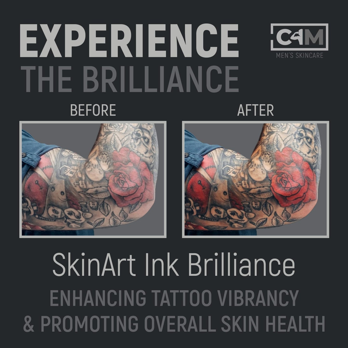 Care4Men Tattoo Aftercare Balm Butter - EXCLUSIVE MEN'S TATTOO CARE Cream Ointment. Unscented Natural Lotion Salve. New and Old Tattoos: Color Enhancement, Brightening, Healing & Moisturizing.