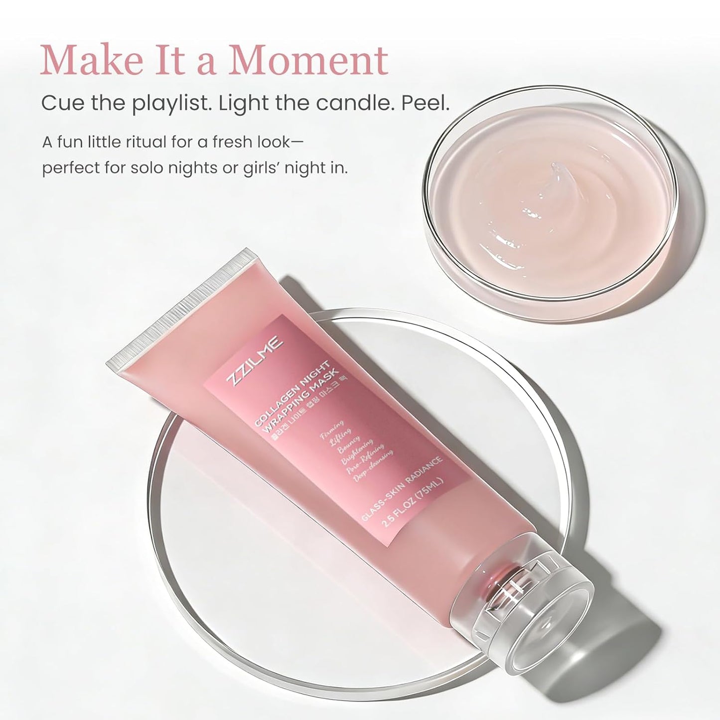 Skiennix Overnight Face Mask - Hydrolyzed Collagen & Hyaluronic Acid for Deep Hydration | 2.5 fl oz