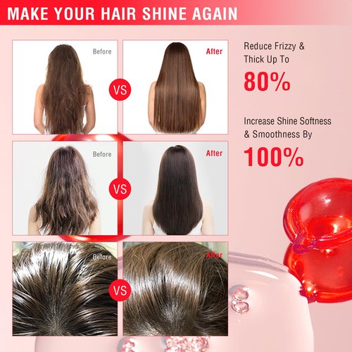 OUKEYA Hair Vitamins Hair Treatment Serum - no Rinse with Argan Macadamia & Avocado Oils - Vitamins A, C, E, Pro B5 - Hair Serum Capsule for Frizzy and Damaged - Hair Conditioner for Women & Men