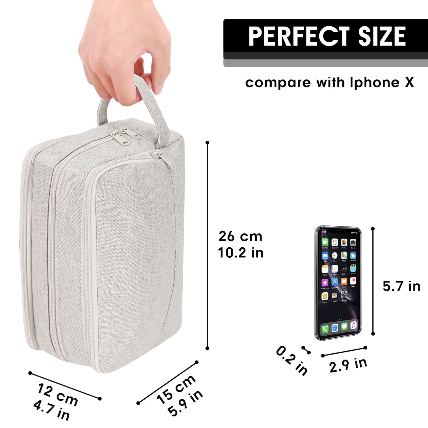 Toiletry Bag for Men Hanging Dopp Kit Water Resistant Shaving Bag Small Toiletry Bag for Traveling (Denim Pure Beige)