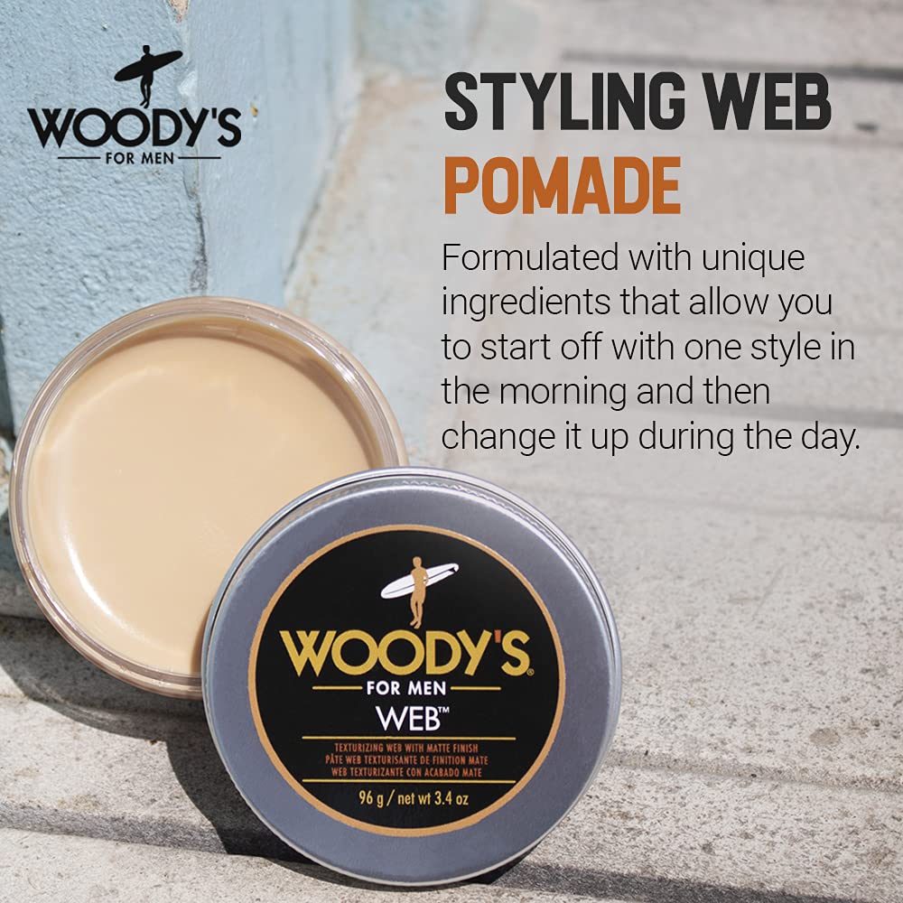 Woody's Hair Clay for Men – Matte Finish, Styling Pomade for Men Stronghold, Firm and Flexible Control, 3.4 oz. 2-Pack