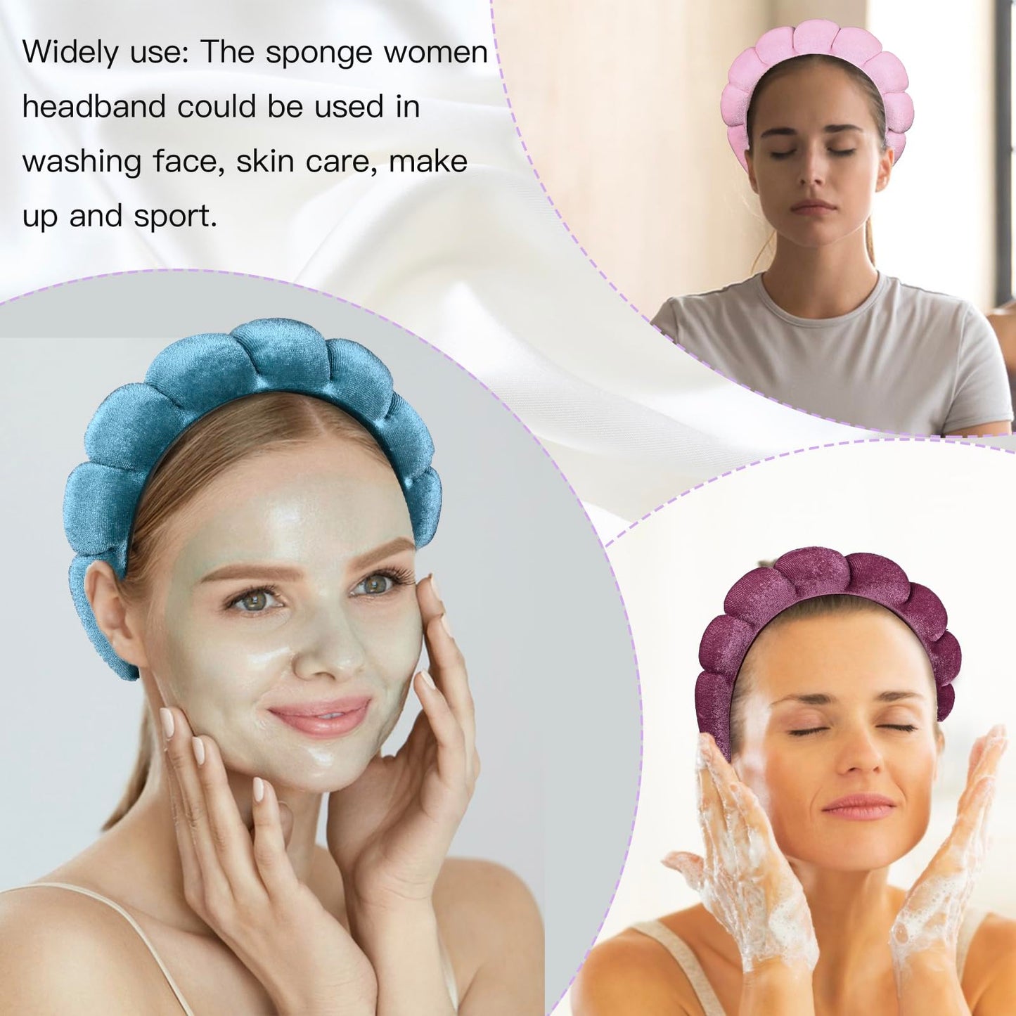 RAISEY 10 Pcs Velvet Cloth Spa Headbands for Women - Soft Hair Band for Makeup Application, Face Wash, and Beauty Routines