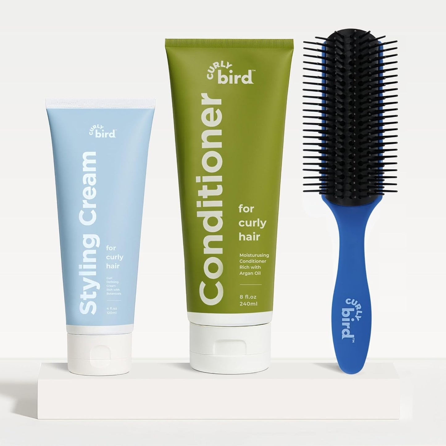 Curly Bird Curl Defining Brush - 7-Row Detangling & Styling Tool for All Hair Types | Ideal for Women, Men & Kids