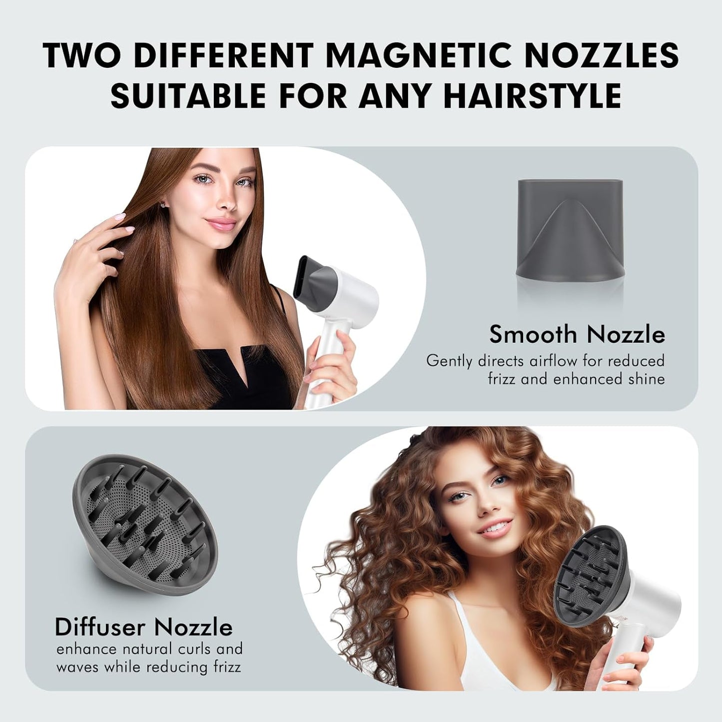 Skiennix Ionic Hair Dryer - High-Speed, Low Noise Mini Blow Dryer with Diffuser | Lightweight & Compact Design for All Hair Types