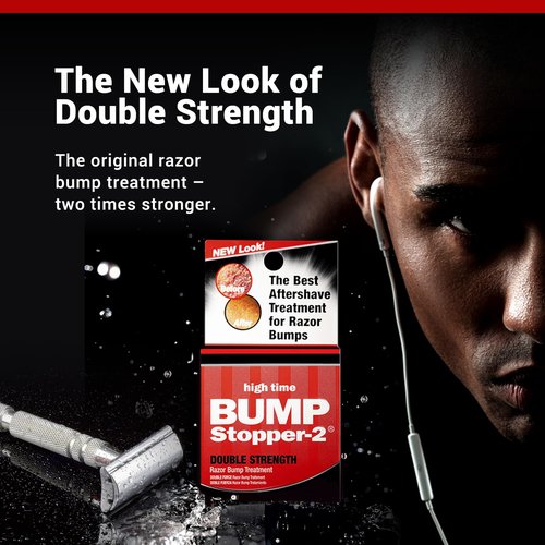 High Time Bump Stopper 2 Double Strength Ingrown Hair Cream - Aftershave Lotion for Men & Women | 0.5 OZ (2 Pack)