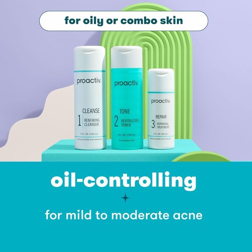 Proactiv 3 Step Acne Treatment System - 60 Day Complete Skincare Kit with Benzoyl Peroxide & Pimple Patches
