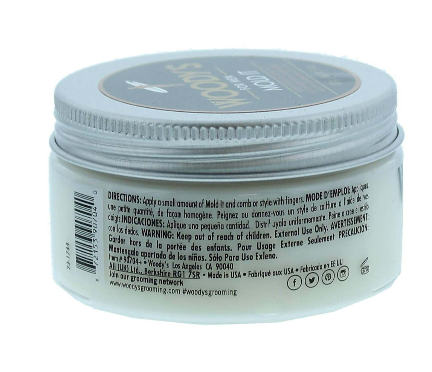 Woody's Hair Clay for Men – Matte Finish, Styling Pomade for Men Stronghold, Firm and Flexible Control, 3.4 oz. 2-Pack