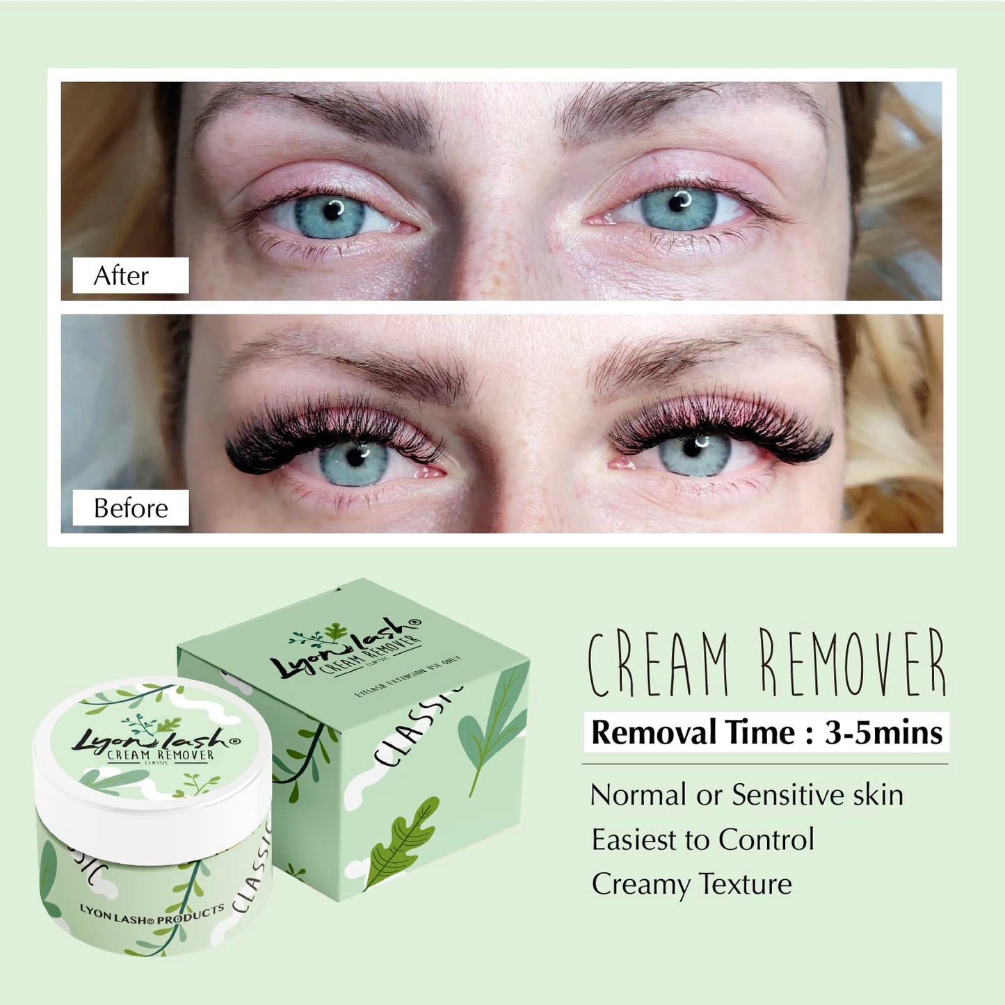 Lyon Lash Pro Gentle Eyelash Extension Cream Remover 15g 0.51fl. oz | Removes Lash Extension Glue Effectively| Low Irritation for Sensitive Skin | Essential Lash Extensions Supplies(Blueberry)