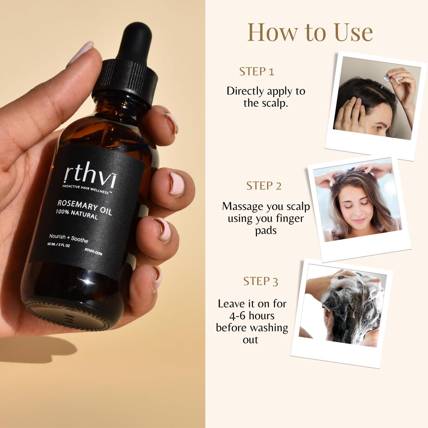 Rthvi Rosemary Oil for Hair Growth - 2 Oz, Hair Strengthening Oil for All Hair (60ml)