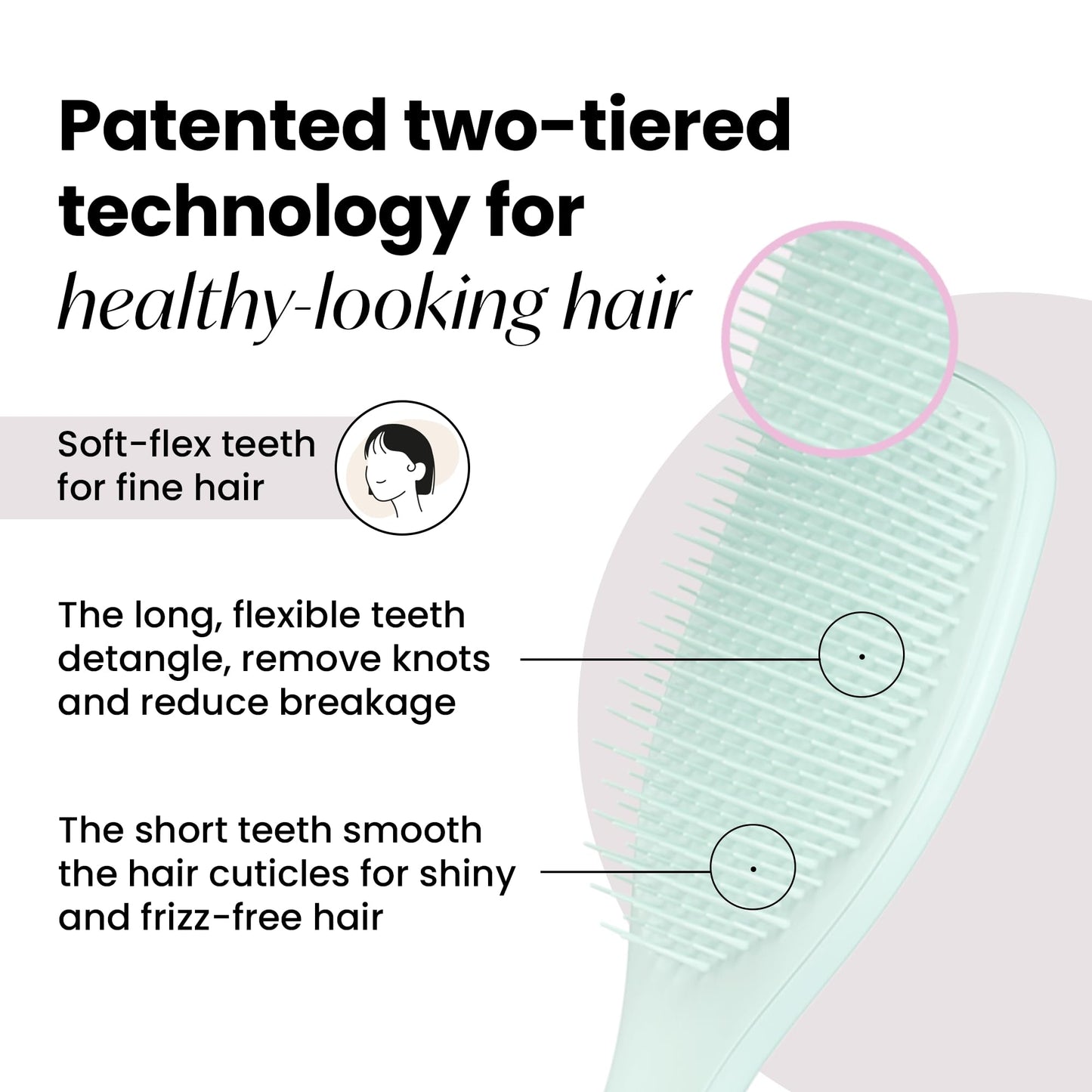 Tangle Teezer Fine & Fragile Ultimate Detangler Brush, Dry & Wet Hair Brush to Detangle & Reduce Breakage, Ice Blue