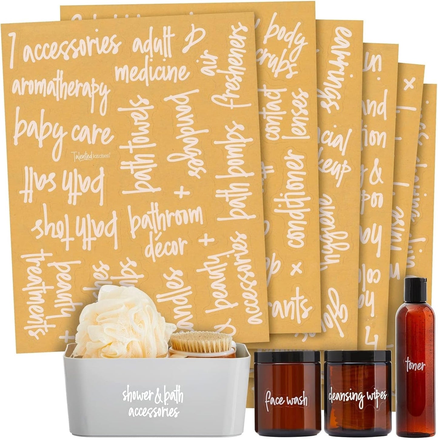 Transparent Vinyl Kitchen & Bathroom Labels - 192 Waterproof Stickers for Jars & Makeup Storage