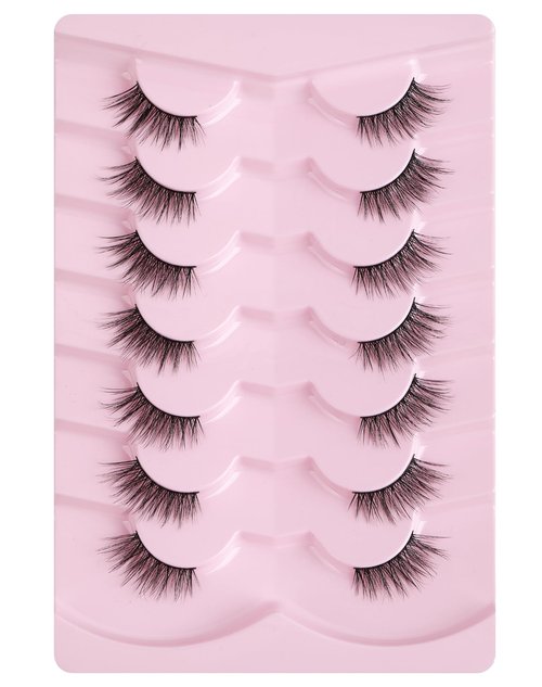 Onlyall Half Eyelashes Corner Lashes Natural Lashes Half Lashes Wispy End Lashes Corner Eyelashes 3/4 Lashes 7 Pairs C19