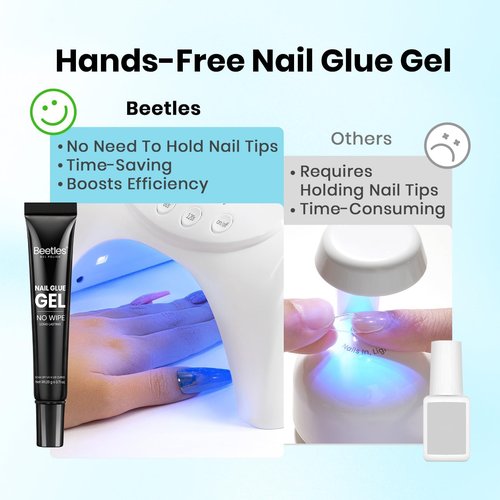 Beetles 20g Solid Nail Glue Gel - No Wipe, Hands-Free Soft Nail Tips Glue for Fake Acrylic Nails, Clear Press On Nails, Nail Extensions, 3D Nail Art, Soak Off Nail Lamp Long-Lasting, Beginner-Friendly