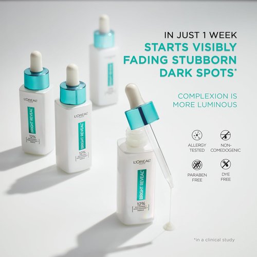 L’Oréal Paris Bright Reveal Dark Spot Serum - 12% Niacinamide & Amino Sulfonic - 1oz + Free Moisturizer Sample