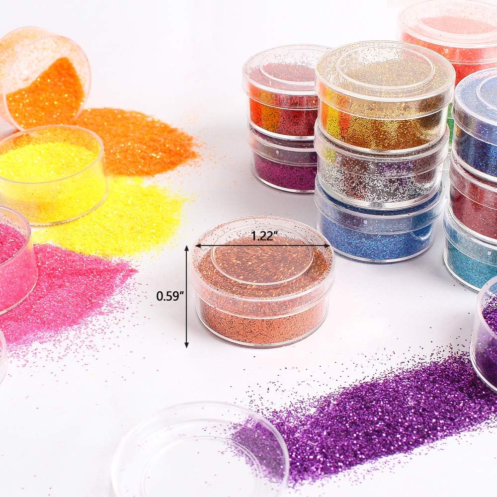 Holographic Chunky Glitter Sequins, 12 Colors Mixed Cosmetic Glitter for Face Body Eye Hair Nail Art Lip Gloss Makeup, Festival Glitter with Different Hexagons Size and Stars (Laser Mix)