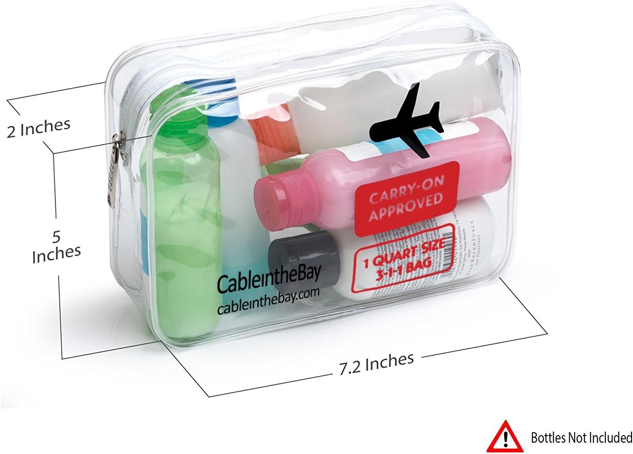 Skiennix TSA Approved Clear Travel Toiletry Bag - Quart Sized Zippered 3-1-1 Kit for Men & Women