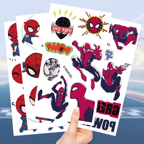 10 Sheets Spiderman Temporary Tattoos for Kids, Spiderman Birthday Party Favors, Cartoon Decoration Sticker Gifts for Girl Boys Home Activity Class Prizes Carnival Christmas Rewards (Spiderman)