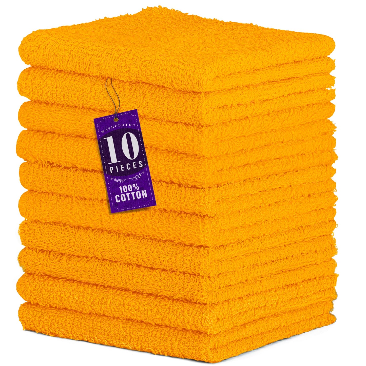 DecorRack 10 Pack 100% Cotton Wash Cloth, Luxurious Soft, 12 x 12 inch Ultra Absorbent, Machine Washable Washcloths, Apricot (10 Pack)