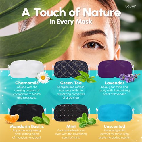 Heated Eye Steam Mask Dry Eyes Self Warm Compress for Dark Circles Puffiness Treatment Warming Eye Mask for Relaxation & Moist Heat Therapy Fatigue, Stress, and Migraine 6 Pack Aromas Home Spa