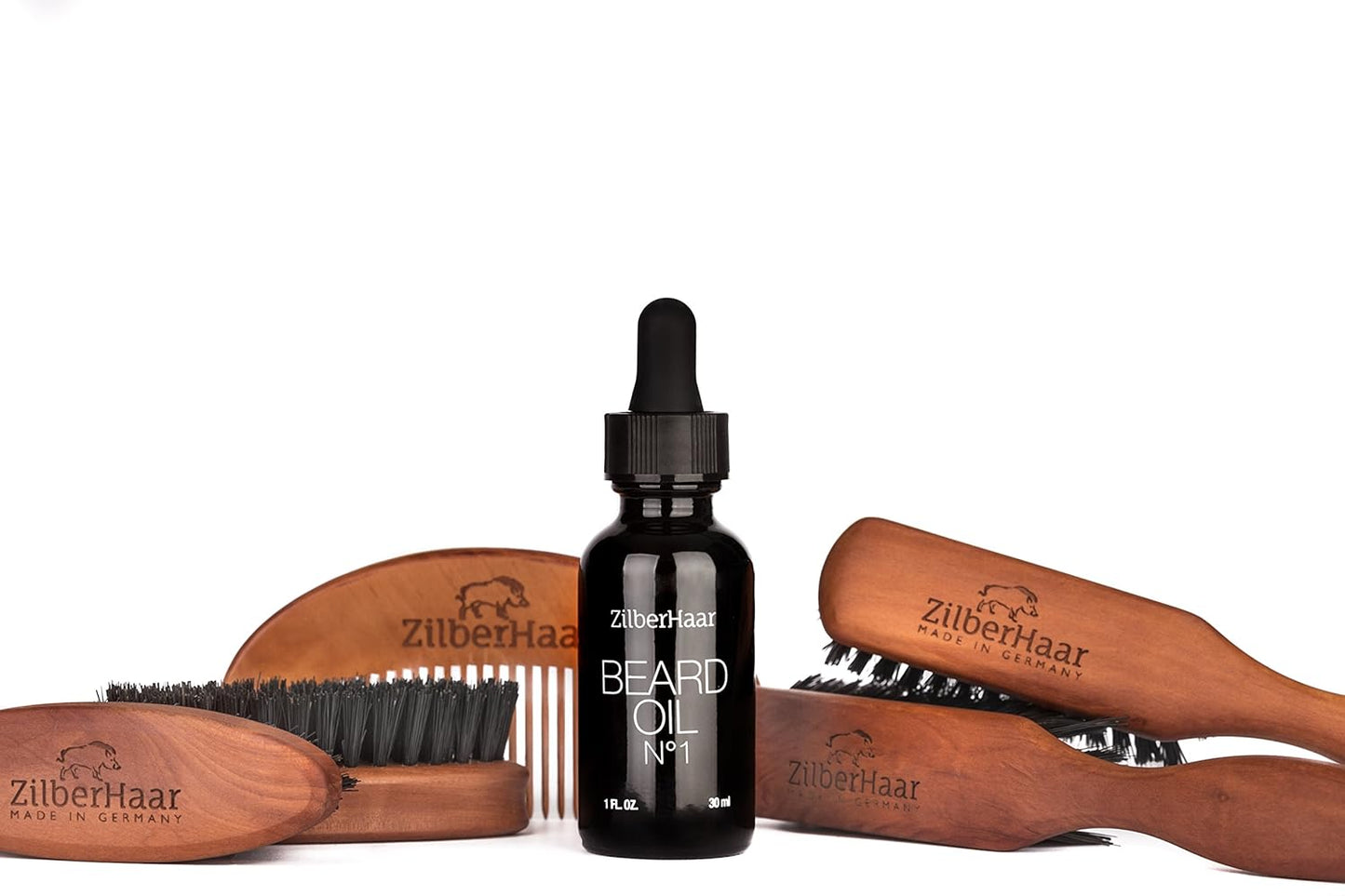 ZilberHaar Beard Oil β1 - Organic Moroccan Argan & Jojoba Oil for Hydrated Beard Growth - 1 oz | Free Comb Gift