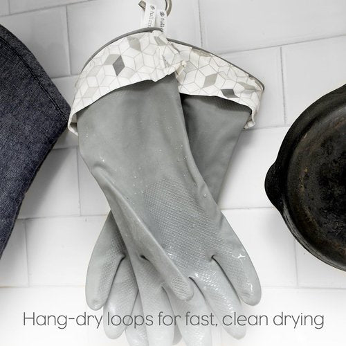 Full Circle Splash Patrol - Natural Latex Cleaning Dish Gloves | Stay-Dry Cotton Cuffs, Durable Protection, Medium/Large, Green