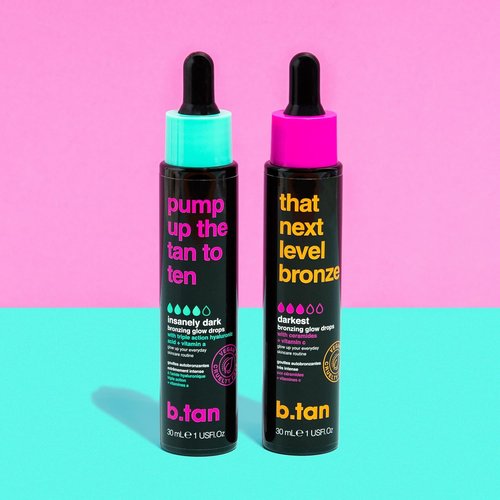 B.TAN Dark Self Tan Drops - Achieve a Deep Bronze Glow for Face & Body | Vegan, 1.0 Fl Oz