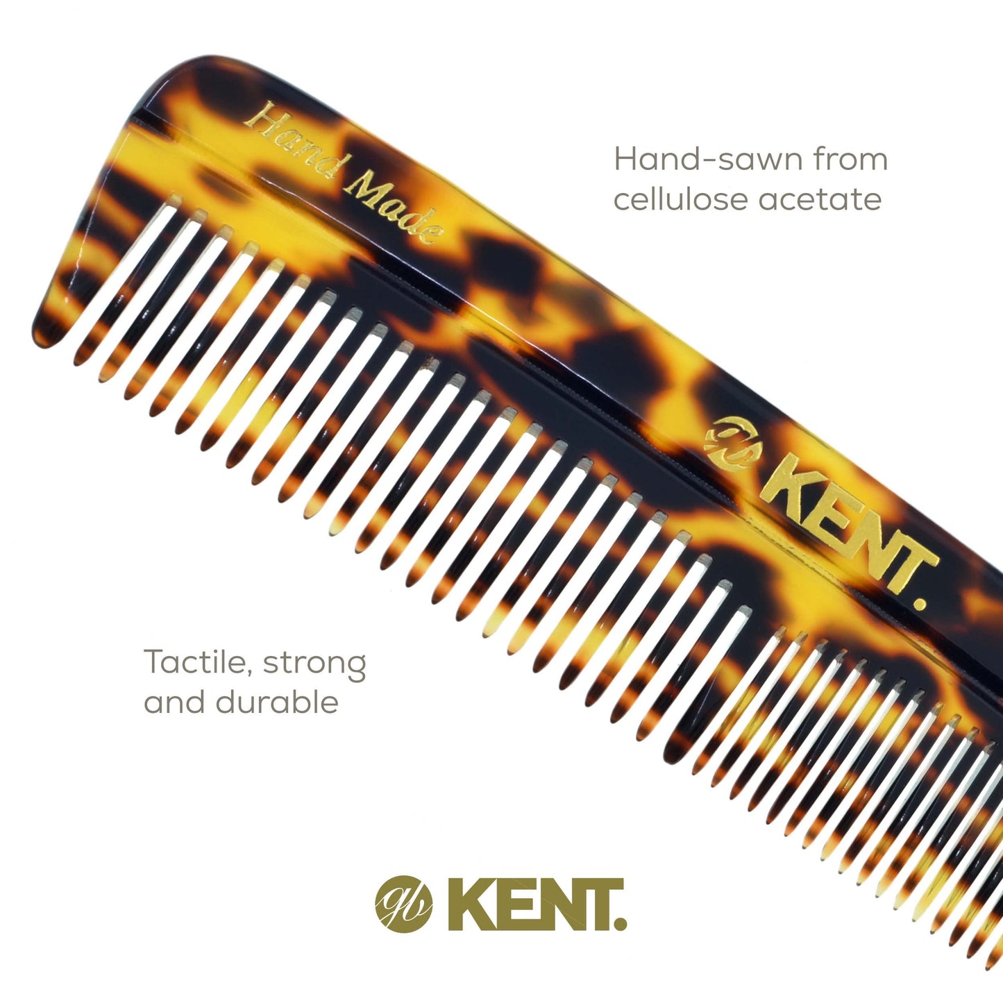 KENT Hair Comb, Fine and Wide Tooth Handmade Pocket Comb for Men, Best Beard Comb and Mustache Comb for Grooming and Styling, Sawcut Kent Comb Made in England, 3 Pack (Yellow Tokyo)