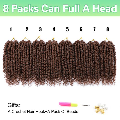 Passion Twist Hair, Pre Twisted Passion Twist Crochet Hair For Black Women, Passion Twist Curly Crochet Hair 8 Inch 8 Packs, Short Crochet Passion Twist Braiding Hair Extensions…